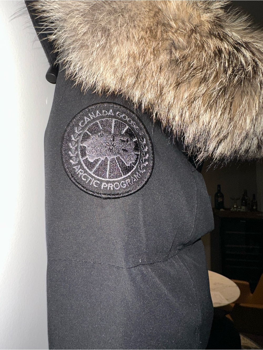Canada Goose Black Long Down Puffer Coat with Fur-Trim Hood - Picture 4 of 7